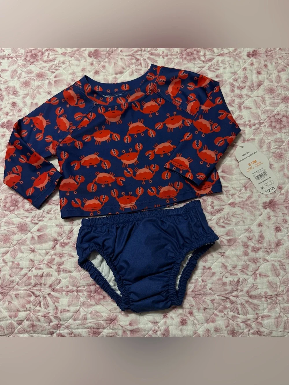 Wonder nation Crab Swim Outfit Infant Baby 6-9 months UPF 50 rash guard